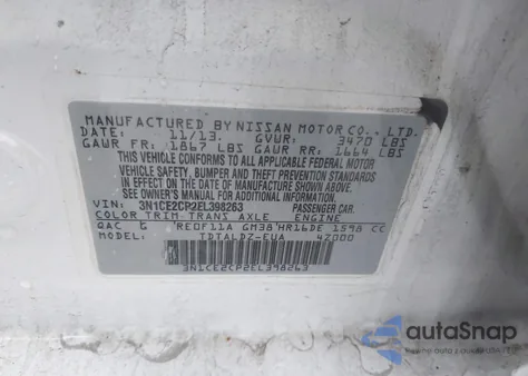 2014 Nissan Versa Note Sv from USA, damaged, VIN 3N1CE2CP2EL398263